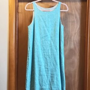 Vineyard Vines Green Linen Shift Dress Size 6